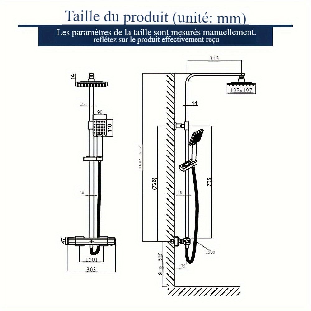 Colonne de douche avec thermostat